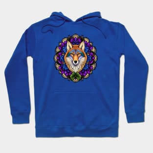 A Coyote Surrounded By A Wreath Of Pasque Flower Tattoo Art Hoodie